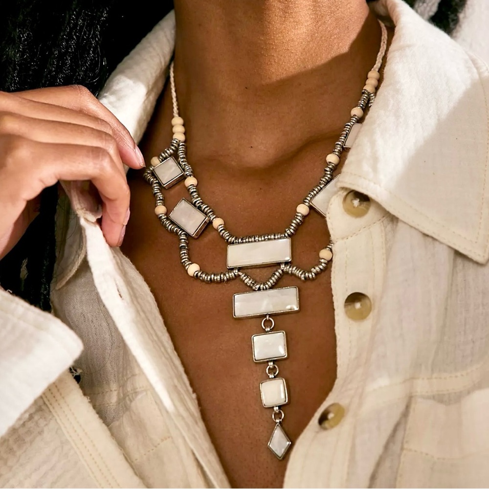 Free People Mother of Pearl Chunk Necklacee